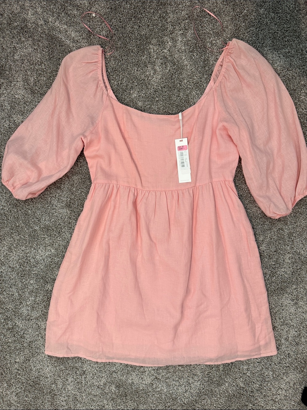Pink Mini Dress with Puff Sleeves